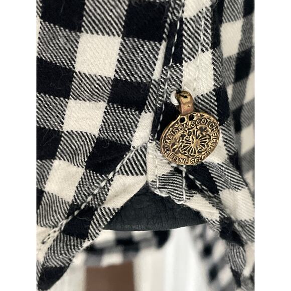 Maison Scotch Black & White Gingham Plaid Button Front Dress - Picture 11 of 12